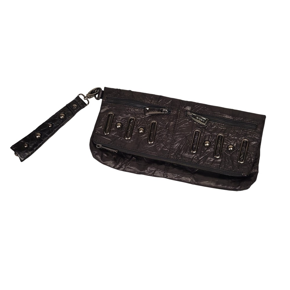 Bebe Foldover Clutch Wristlet Black Y2K Vintage Style Mini Purse Clutch Mcbling